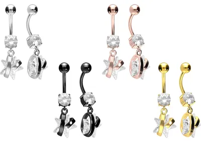 Produktbild von Bauchnabelpiercing Chirurgenstahl Bananabell KRISTALLSTERN