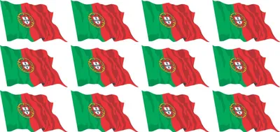 Produktbild von Mini Aufkleber Set - Pack wehend - 50x31mm - selbstklebender Sticker - Portugal - Flagge / Banner / Standarte fürs Auto, Büro, zu Hause und die Schule - 12 Stück