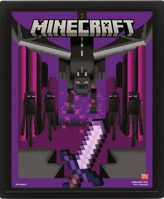 Image de Minecraft - Poster lenticulaire 3D, Logo PM10998 (10 cm x 8 cm) (Violet/Noir)