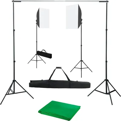 Immagine prodotto di vidaXL Set da studio fotografico con softbox e sistema di sfondo