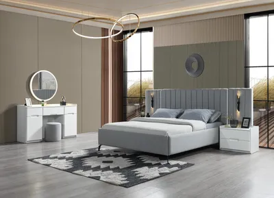 Produktbild von Schlafzimmer 5tlg. Bett + 2 Nachttische Möbel Set elegant
