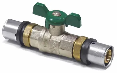 Immagine prodotto di Valvola a sfera pressfitting 20 mm verde con maniglia ad ala