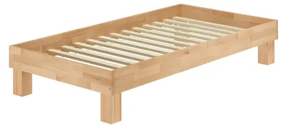 Produktbild von Holzbett breites Einzelbett 100x200 Buche geölt Futonbett mit wählbarem Zubehör  V-60.87-10Rollrost inkl.