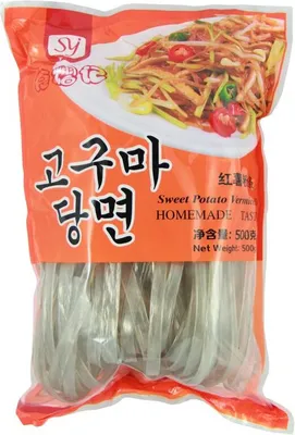 Produktbild von [ 500g ] SYJ Breite Süßkartoffel-Vermicelli / Süßkartoffelstärke Nudeln / Korean Style