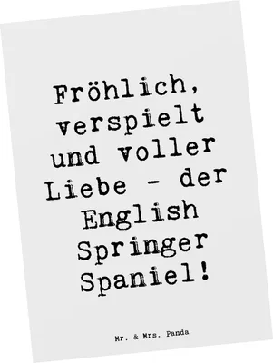Produktbild von Mr. & Mrs. Panda Postkarte Spruch English Springer Spaniel Freude - Weiß - Geschenk, Grußkarte, Verspielt, intelligent, Fröhlich, kunstkarte, Ansichtskarte, Hunderasse