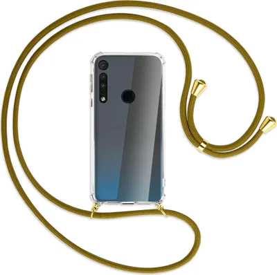 Produktbild von Handykette Backcover-Schutzhülle mit Band (Metall goldfarben) für Motorola One Macro - khaki