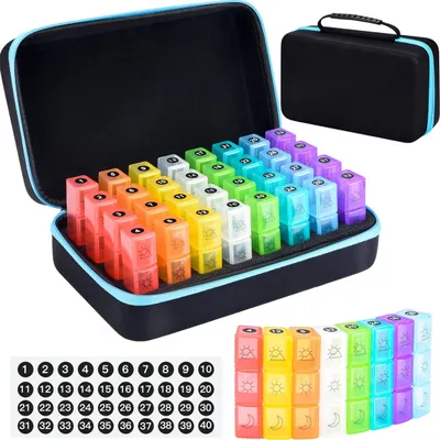 Produktbild von Monats-Pillenbox 3-mal täglich, 30-Tage-Reise-Pillenbox-Organizer mit 32 Tagesfächern, Monats-Pillenbox-Organizer für Fischöl, Vitamine, Nahrungsergänzungsmittel und Medikamente