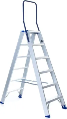 Produktbild von ASC Eurostairs Stufenstehleiter zweiseitig eloxiert mit Bügel 6 Stufen