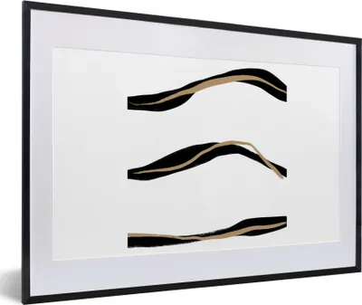 Produktbild von MuchoWow® Gerahmtes Poster Linie - Schwarz - Design 60x40 cm - Poster mit Schwarzem Bilderrahmen Wandposter Rahmen Foto Bilder - Schlafzimmer - Plakat in Rahmen - Drucken