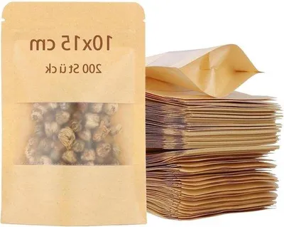Imagen del producto de Bolsas de papel marrón pequeñas, de 10x15x35 cm, herméticas y con ventana