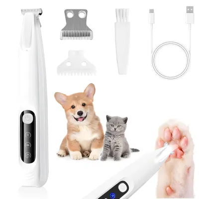 Produktbild von Pfotentrimmer für Hunde, Profi Hundetrimmer, Hundeschermaschine, Haarschneidemaschine mit LED Licht, Wasserdichter, USB Wiederaufladbar