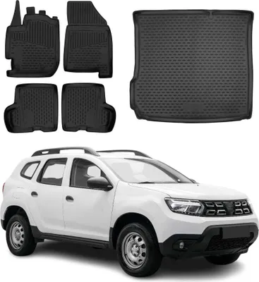 Obrázek produktu pro Sada podlahových rohoží a vložek do kufru pro Dacia Duster 2017-2024 gumové TPE černé 5x