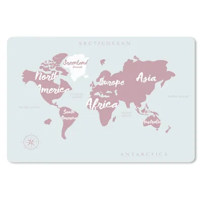 Produktbild von MuchoWow® Mauspad Mousepad Weltkarte - Rosa - Briefe 27x18 cm - Mousepads - Maus Mat - Pad - Mausunterlage - Büroartikel - Desk Matten