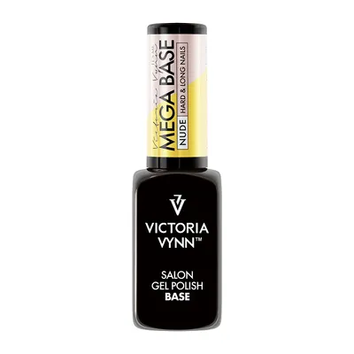 A bottle of Victoria Vynn Mega Base NUDE Hard & Long Nails gel polish.