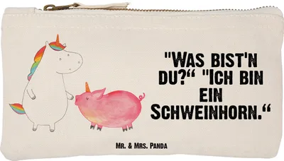 Produktbild von Mr. & Mrs. Panda Kulturbeutel Einhorn Schwein Größe S Klein - Weiß - Geschenk, Mäppchen, Make-Up Tasche, Unicorn, Schweinchen, Einhörner, Freundschaft, Freundin