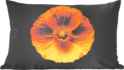 Produktbild von MuchoWow® Zierkissen Sofakissen Wohnzimmer Dekokissen 60x40 cm Blumen - Mohn - Gelb - Kopfkissen - Polster mit Foto