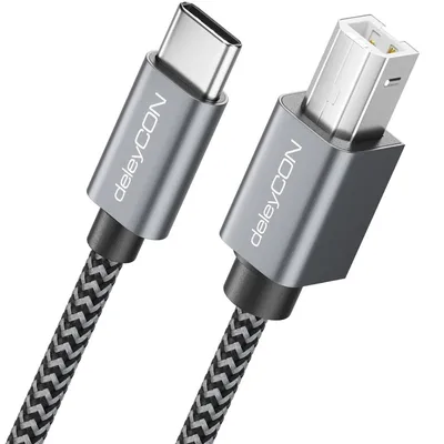 Produktbild von deleyCON 5m USB-C Druckerkabel Scannerkabel USB-C auf USB-B 2.0