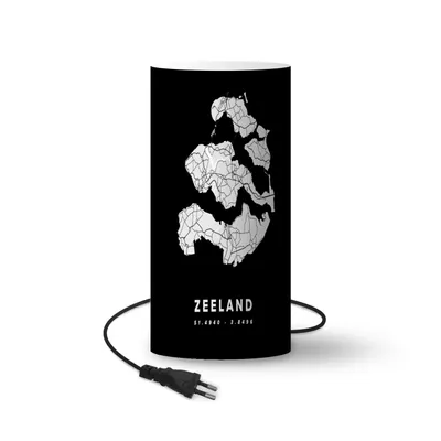 Obrázok produktu pre MuchoWow® Svietidlá Stojacie lampy LED lampa Vrátane LED lampy Zeeland - Holandsko road map - Black 78x54cm Lampa - Stojacia lampa obývacia izba
