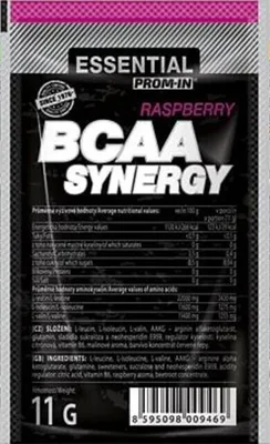 Obrázok produktu pre Prom-In Essential BCAA Synergy 11 g malina / Aminokyseliny (vzorky) / Instantné BCAA v prášku obohatené o A-AKG, glutamín a vitamín B6