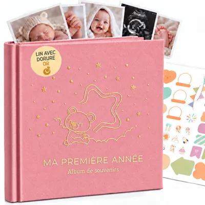 Produktbild von Babyalbum für Erinnerungen mit natürlicher Leinen-Einband