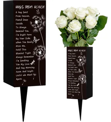 Immagine prodotto di Omgoods - Vaso commemorativo in metallo per cimitero, con decorazioni in pizzo