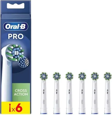 Produktbild von Oral-B Cross Action Aufsteckbürsten, 6er Pack, Elektrische Zahnbürste, Plaque Entfernung, Weiß