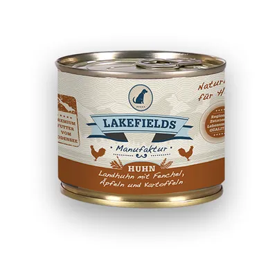 Produktbild von Lakefields Dosenfleisch-Menü Huhn für ausgewachsene Hunde, 6 x 200 g