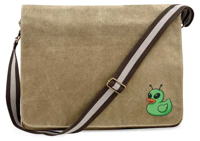 Produktbild von Huuraa Umhängetasche Quietscheente Alien Gummiente Ufo 14 Liter Sahara Canvas Laptoptasche Geschenkidee