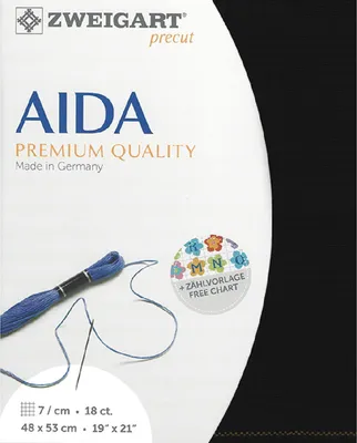 Obrázok produktu pre Aida Zweigart, predstrihaná, 18ct, Aida 3793, farba 720 (čierna), tkanina na výšivku krížikom, rozmer 48x53 cm