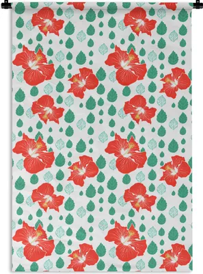 Produktbild von MuchoWow® Wandteppich Wandbehang Hibiskus - Muster - Hawaii - Blume 120x180 cm Tapisserie Dekoration Wandtuch - Schlafzimmer - Dekorationen für das Haus