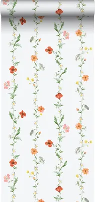 Immagine prodotto di Sanders & Sanders carta da parati fiori arancione, verde e bianco 53 cm x 10 m