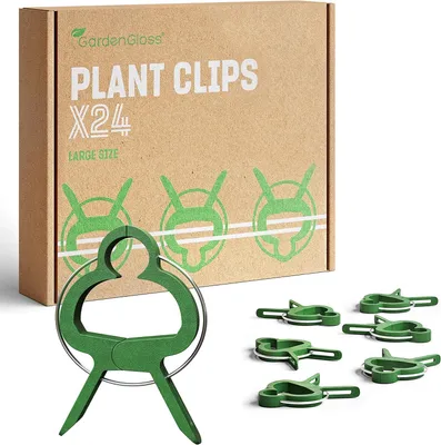 Produktbild von GardenGloss® Pflanzenclips Klein - Einfache Rankhilfe für Tomaten, Rosen, Gurken 24 Clips (Größe: L)