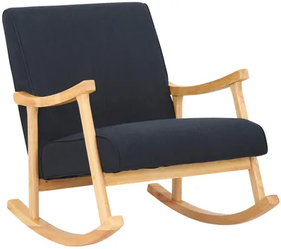Produktbild von CLP Schaukelstuhl Morelia Stoff mit Holzgestell schwarz