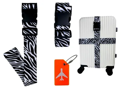 Produktbild von Bunte Koffergurte mit Kofferanhänger (Zebra)