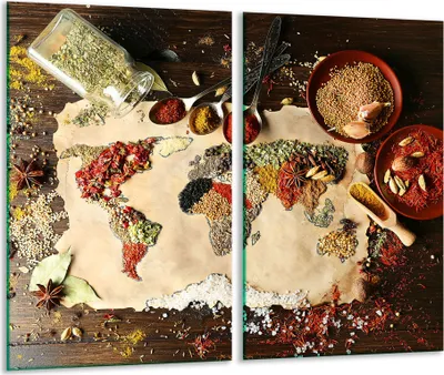 Produktbild von Herdabdeckplatten 2 teilig 30x52 Glaskeramikfeld Abdeckung Glas Gewürze