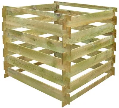 Image de Bac à compost en bois - Composteur de jardin durable en chêne - 0,54 m³ - 90 x 90 x 85 cm