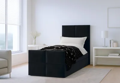 Produktbild von AX LIVING Boxspringbett Schwarz Aleyna Bett 90 x 200 mit Bettkasten