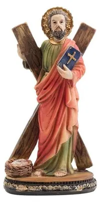 Harzfigur St. Andres, handbemalt, 13 cm