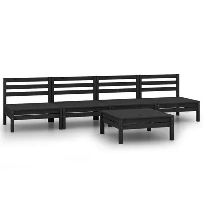 Obrázok produktu pre vidaXL 5-dielna záhradná obývacia súprava Black z masívneho dreva borovice