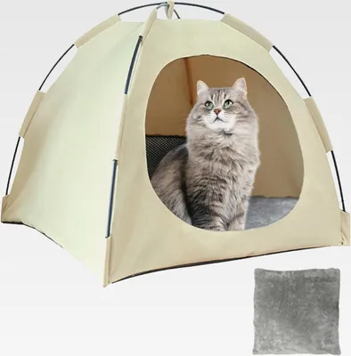 Produktbild von Katzenzelt große Katze, Hundehöhle kleine Hunde, Katzenhöhle große Katzen Katzenhaus Indoor, Tragbares Katzenzelt für Katzen aus Atmungsaktivem Material, Waschbar & Leicht Katzentipi (Gelb, M)