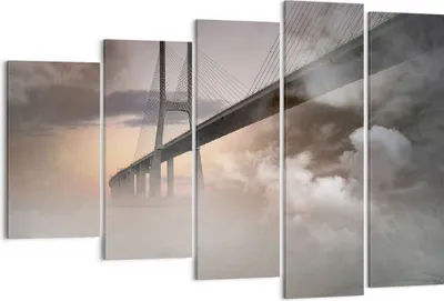 Produktbild von Bild auf Leinwand - Leinwandbild - Brücke Nebel Wasser - 150x100cm - Wand Bild - Wanddeko - Leinwanddruck - Bilder - Kunstdruck - Wanddekoration - Leinwand bilder - Wandkunst - EG150x100-3525