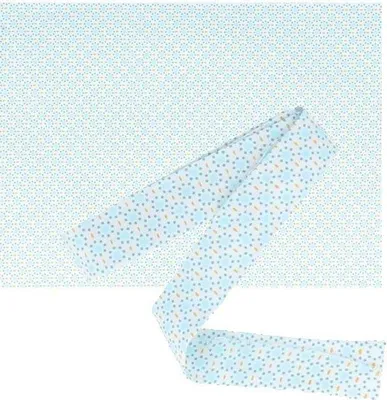 Produktbild von Stoff 55 x 45 cm + Schrägband 3 m x 2 cm - Hellblaue Kreise