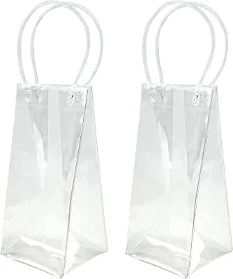 Produktbild von Flaschenkühler - 2 Stück PVC Ice Bag zusammenklappbar - für Wein Sekt Bier und Kaltgetränke - Transparent