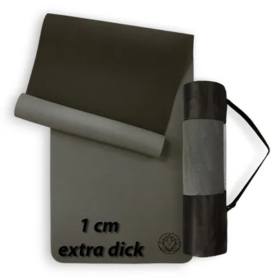 Produktbild von VonBueren Yoga Matte, ca.183x61cm, 1 cm extra dick, grau, Yogamatte, Gymnastikmatte