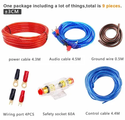 Produktbild von Kabelset für Auto-Audio - 1500 W - 8 AWG - Sicherungshalter - Metallkabel - Für Autoverstärker