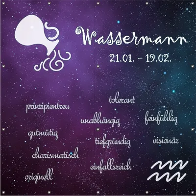 Produktbild von Wallario Outdoor-Poster für Garten oder Balkon, Motiv Sternzeichen Wassermann, in ca. 180 x 180 cm
