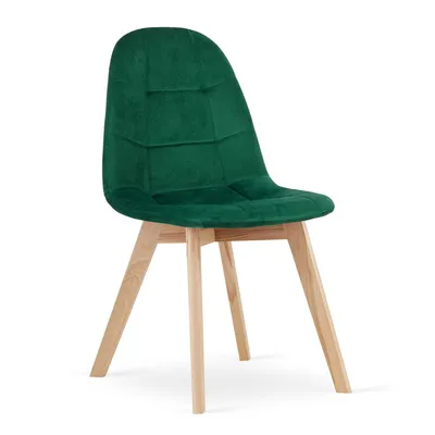 Image de Chaise de salle à manger Chaise de bureau Chaise de cuisine, chaise rembourrée, assise velours avec pieds en bois de hêtre, charge d'assise 120 kg, velours vert dumbleu 1 chaise