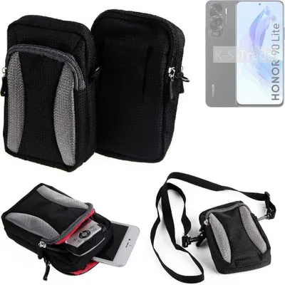 Produktbild von K-S-Trade Holster Schutz Hülle kompatibel mit Honor 90 Lite Handy Hülle Gürteltasche Umhängetasche mit Zusatzfach schwarz