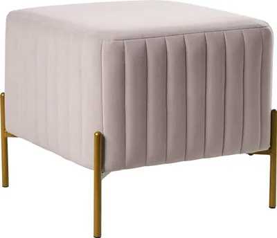 Zdjęcie produktu dla BELIANI Stołek beżowoszary welurowy metalowe nogi w złotym kolorze 47 x 47 cm kwadratowy puf otomana w stylu glamour do salonu