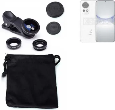 Produktbild von K-S-Trade Smartphone Kamera Linsen Set Kompatibel mit Huawei nova 12 3in1 Clip-On Kamera Adapter Macro Weitwinkel FishEye Fischauge Objektiv Linse